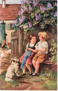 AKK JJJJ Strickendes Mädchen mit Spitz