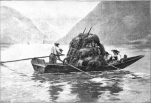 Bachmann, Hans (1852 – 1917) 1898 Heimfahrt im Heuboot, in ,,Die Gartenlaube'' (1898) S. 377