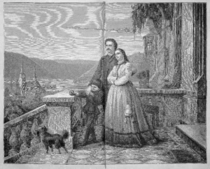 Boettcher, Christian Eduard (1818 - 1889) 1866 Glückliche Menschen im Schloss, Stich, in Die Gartenlaube (1868) S. 124