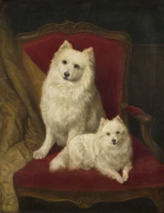 Corkole, Auguste (1822 - 1875),1863 Two Dogs on a Couch