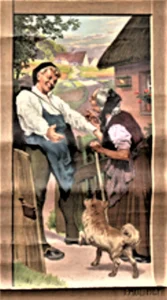 Deutsches Reich O.J. Schulwandkarte Schul Lehrtafel, Rollbild Karte,  Märchen  Hans im Glück, Entwurf von Paul Hey (Ausschnitt)  