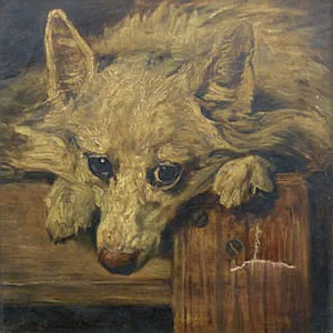 Emms, John (1844 – 1912) 1877 Portrait of Scamp beschriftet, signiert und datiert