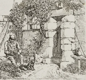 Erhard-Johann-Christoph-1795-1822-1817-Der-Alte-und-sein-Hund-Radierung