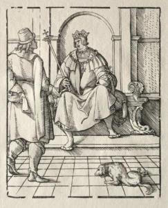 Flötner, Peter (1490 - 1546) JJJJ Ein König auf dem Thron