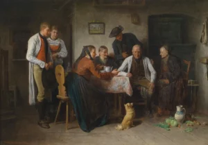 Friedlaender-Friedrich-Ritter-von-Malheim-1825-1901-1882-Besuch-des-Brautwerbers