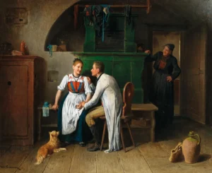 Friedländer, Friedrich Ritter von Malheim (1825 – 1901) JJJJ Stelldichein in der Stube