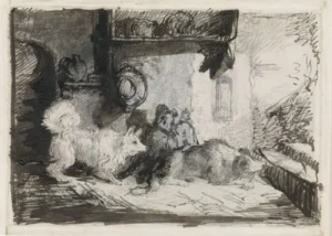 Jacob de Jonge, Johan Karel (1828 – 1880) JJJJ Twee honden,