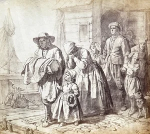 Jordan, Rudolf (1819 - 1887) 1857 Begräbnis des jüngsten Kindes  – Deutsches Kunstblatt, 1858