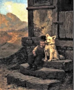 Kindler, Albert (1833 – 1876) JJJJ Pojke med spets, Kolorierter Stich