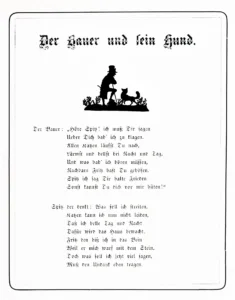 Konewka, Paul Emil Valentin (Scherenschnittkünstler) 1874 ,,Der Bauer und sein Hund''