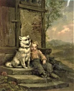 Leonard, Jules (1827 – 1897) JJJJ On the Watch – A Boy with His Dog