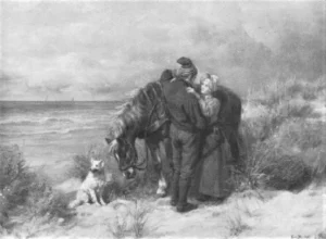 Mücke, Karl Emil (1847 - 1923) JJJJ Auf der Düne - Ein junges Paar nimmt Abschied