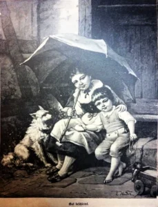 NNNN 1850 Holzstich, Gut beschirmt, illustr. Zeitschrift