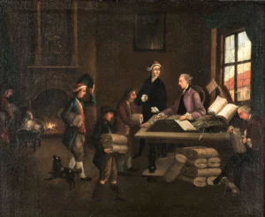 NNNN JJJJ Leinenhändler und Heimarbeiter, Flämische Schule (frühes 18. Jh.)