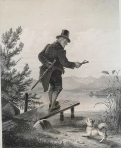 Naumann-Carl-Georg-1827-1902-1851-Spaziergang-am-See-Stahlstich-pinx.-und-sculp.-BaumannVerlag-der-Kunstanstalt-des-oesterreichischen-Lloyd-in-Triest
