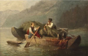 Naumann, Carl Georg (1827 – 1902) JJJJ Begegnung auf dem See