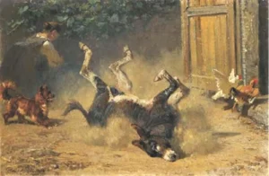 Palizzi, Filippo (1818 – 1899) JJJJ Ein Esel beim Wälzen