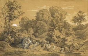Richter, Adrian Ludwig (1803 – 1884) 1844 Frühlingsabend mit Vollmond