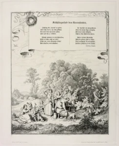 Richter, Adrian Ludwig (1803 - 1884) 1850 Frühlingslied des Rezensenten (Illustration zu Uhlands Frühlingslied)
