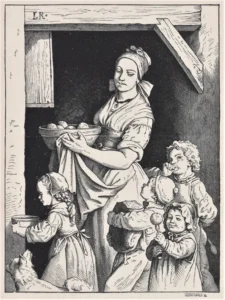 Richter, Adrian Ludwig (1803 - 1884) 1851  ,,Essen - Essen!'', Druck 1877 in Familienschatz S. 07