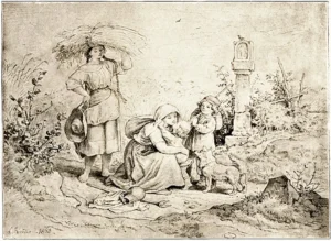 Richter, Adrian Ludwig (1803 - 1884) 1858 Heimkehr vom Felde, Radierung