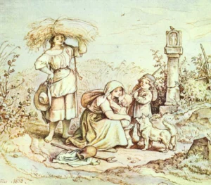 Richter, Adrian Ludwig (1803 - 1884) 1858 Heimkehr vom Felde, koloriert