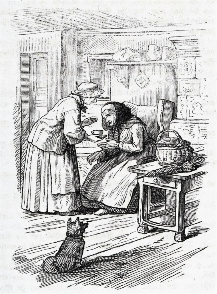 Richter, Adrian Ludwig (1803 - 1884) 1860 Illustration zu ,,Es bleibt doch nichts Gutes unbelohnt'', aus Spinnstube
