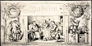 Richter-Adrian-Ludwig-1803-1884-1863-Titelkopf-des-Familienblattes-Daheim