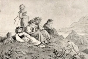 Richter, Adrian Ludwig (1803 - 1884) 1869 Auf dem Berge, aus ,,Gesammeltem'', Ausschnitt