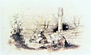Richter-Adrian-Ludwig-1803-1884-JJJJ-Zwei-Kinder-die-sich-kuessen-auf-einer-Wiese-mit-ihrem-Hund