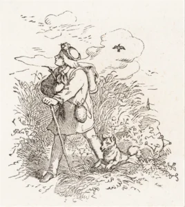 Ritschl von Hartenbach, Hieronymus Heinrich Jakob 1844 Wanderer mit Hund längs des Kornfeldes – Illustration zu,Wanderlied'