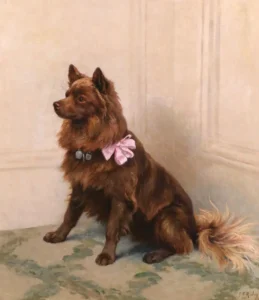 Rötig,Georges Frédéric (1873-1961) 1906 Spitzhund mit rosa Schleife