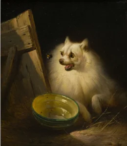 Ronner-Knip, Henriette (1821 – 1909) JJJJ Der Spitz und die Hummel