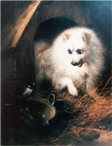 Ronner-Knip, Henriette (1821 – 1909) JJJJ Ein Hund verteidigt sein Futter