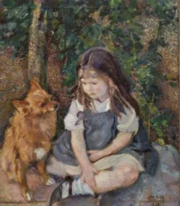 Spadini, Armando (1883 – 1925) JJJJ Das Mädchen mit dem Hund