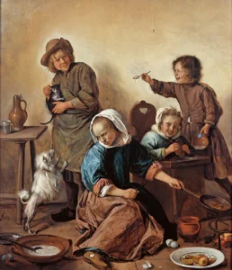 Steen, Jan (1626 – 1679) 1665 Kinder machen Pfannkuchen, Nivaagaard Museum