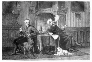Webb-James-1835-1895-1868-Die-unterbrochene-Zeitungslectuere-Artikel-in-Die-Gartenlaube‘‘-1868-Heft-40