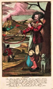 Weigel-Johann-Christoph-1661-1726-1720-ca.-Kuhhirt-kolorierter-Kupferstich