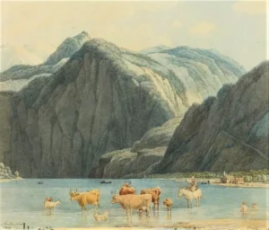 von Kobell, Wilhelm (1766 – 1853) 1837 Königsee with the Cliffs of St. Bartholomëe