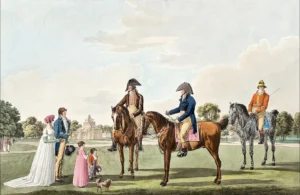 von Kobell, Wilhelm (1766 – 1853) JJJJ Unterhaltung zu Pferde im Prater bey dem Panorama