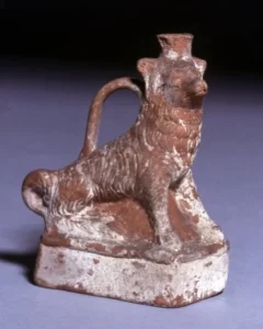 Askos aus Keramik, rotbrauner, halbmatter Schlicker mit weißer Kruste, Knidos, Türkei, ca. 1.–2. Jh. n. Chr. röm., © Brit. Museum