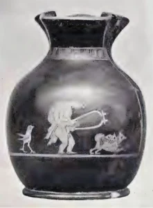Athener Krug aus Kamiros auf Rhodos, rotfigurig, um 440 v. Chr., aus Ash, Edward Cecil, Dogs, their history and development, Vol I (1927), © Britisches Museum