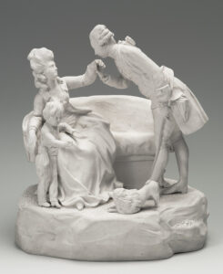 Der Handkuss (ca. 1785), Schrühbrand der Wiener Porzellanmanufaktur nach einem Entwurf von Anton Grassi, © Berliner Kunstgewerbemuseum