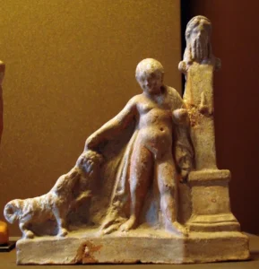 Der kleine Hund nascht an einer Weintraube, Myrina (Kleinasien), spätes 1. Jh. v. Chr., Louvre, Paris. Foto: © H. Autengruber-Thüry
