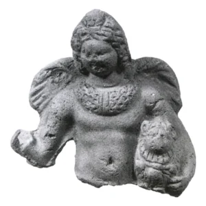 Eros mit floralem Halsband, der linke Arm umarmt einen Malteser mit verziertem Halsband (römische Zeit; nach Fr. Dunand, op. cit., S. 59, Nr. 96), © Louvre AF 1275