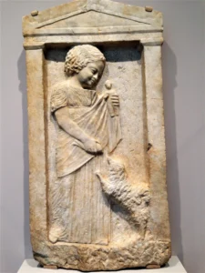 Grabstele eines jungen Mädchens Melisto, Marmor, ca. 340 v. Chr., © Harvard Art Museums