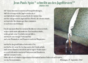 Jean Pauls Spitz schreibt an den Jagdfürsten