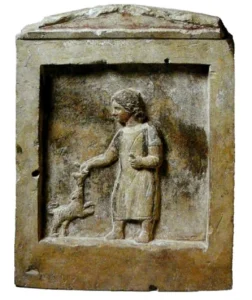 Kinderstele von Chatby, Alexandria , 2. Jahrhundert v. Chr., dat. nach Ash, Edward Cecil, Dogs, their history and development, Vol I (1927) , © Brit. Museum