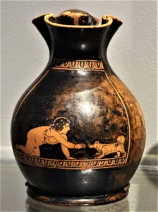 Klassisch-rotfiguriger Chous, 2. Hälfte des 5. Jh. v. Chr. aus Athen, Boston