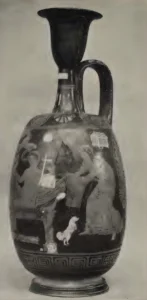 Darstellung eines Spitzes auf einem rotfigurigen Lekythos, Apulien 300 v. Chr., Britisches Museum (aus Ash, Edward Cecil, Dogs, their history and development, Vol I (1927)